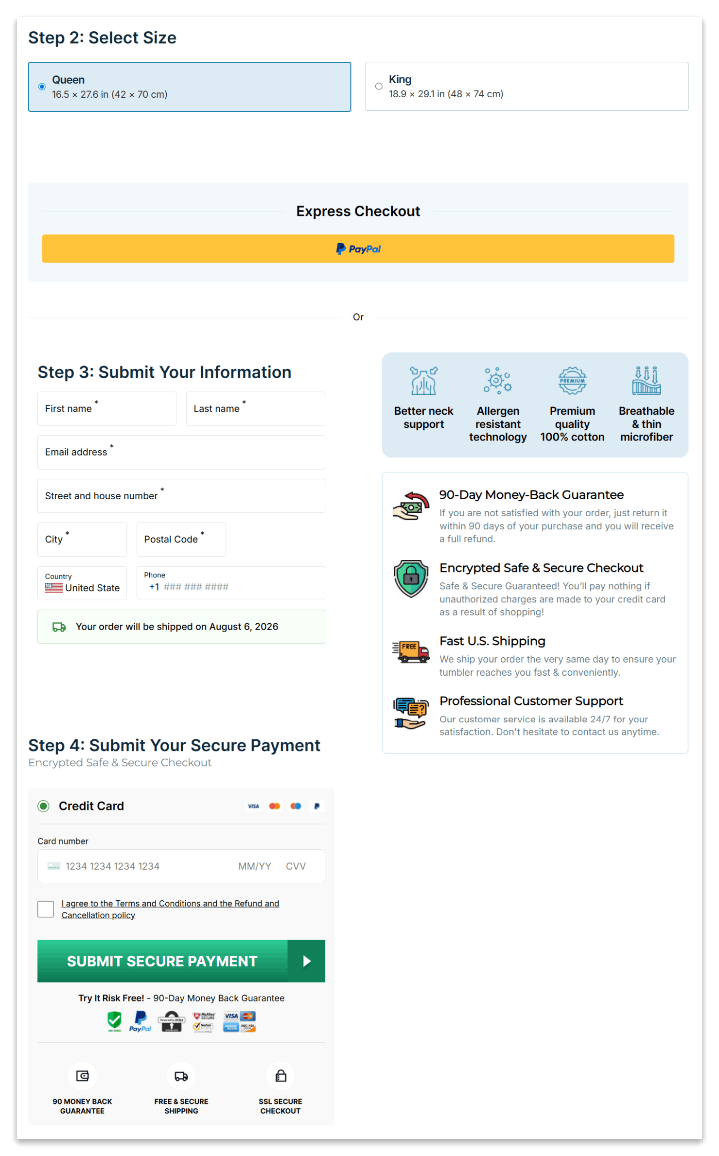 MelaSleep checkout page